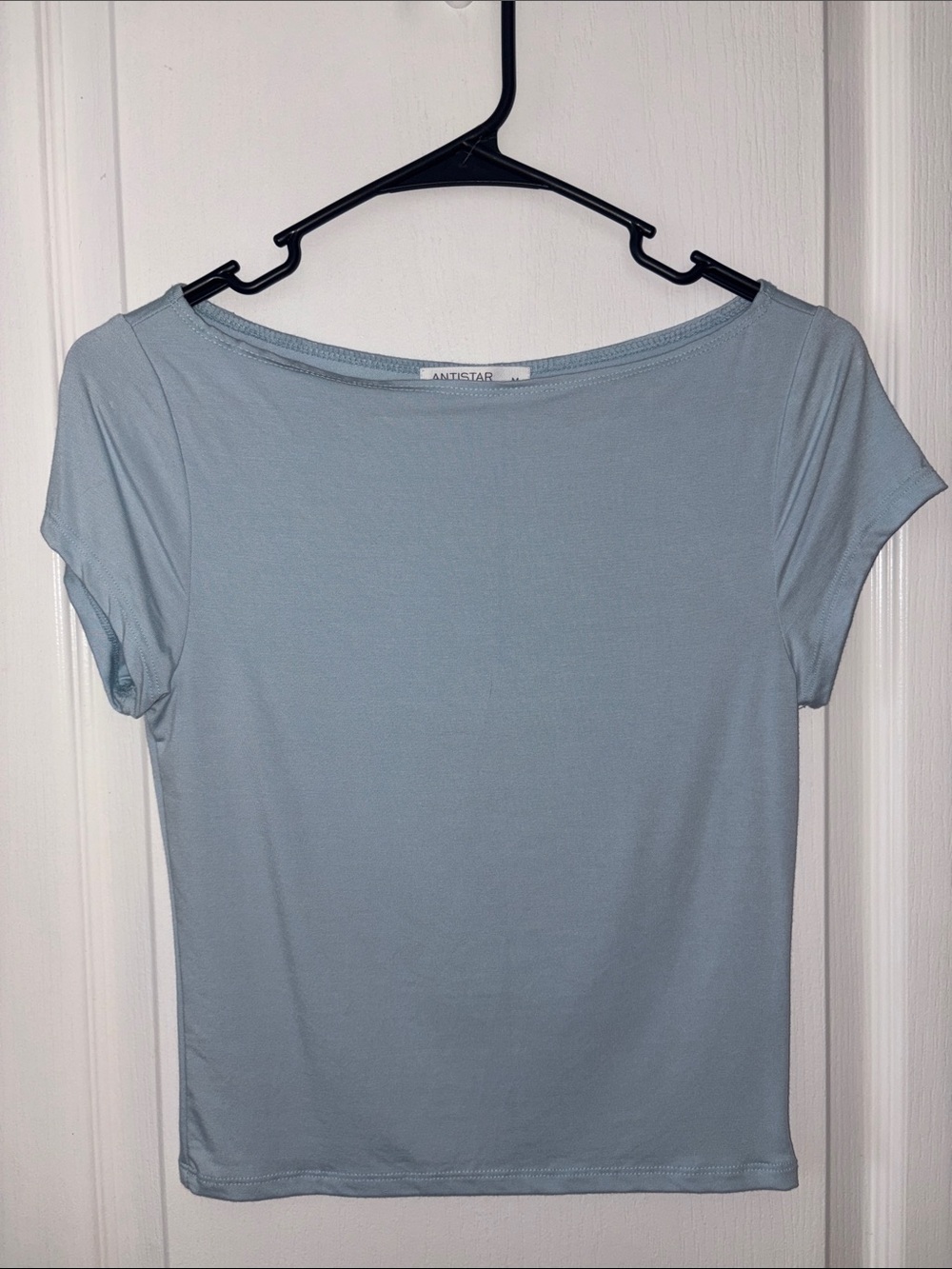 NEVER WORN Antistar Pale Blue Boatneck Short Sleeve Fitted Tee